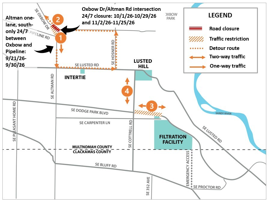 Map of project construction traffic impacts. Details in temporary traffic controls section of enews.