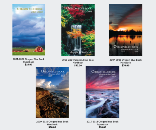 Oregon Blue Book Legacy Edition Covers