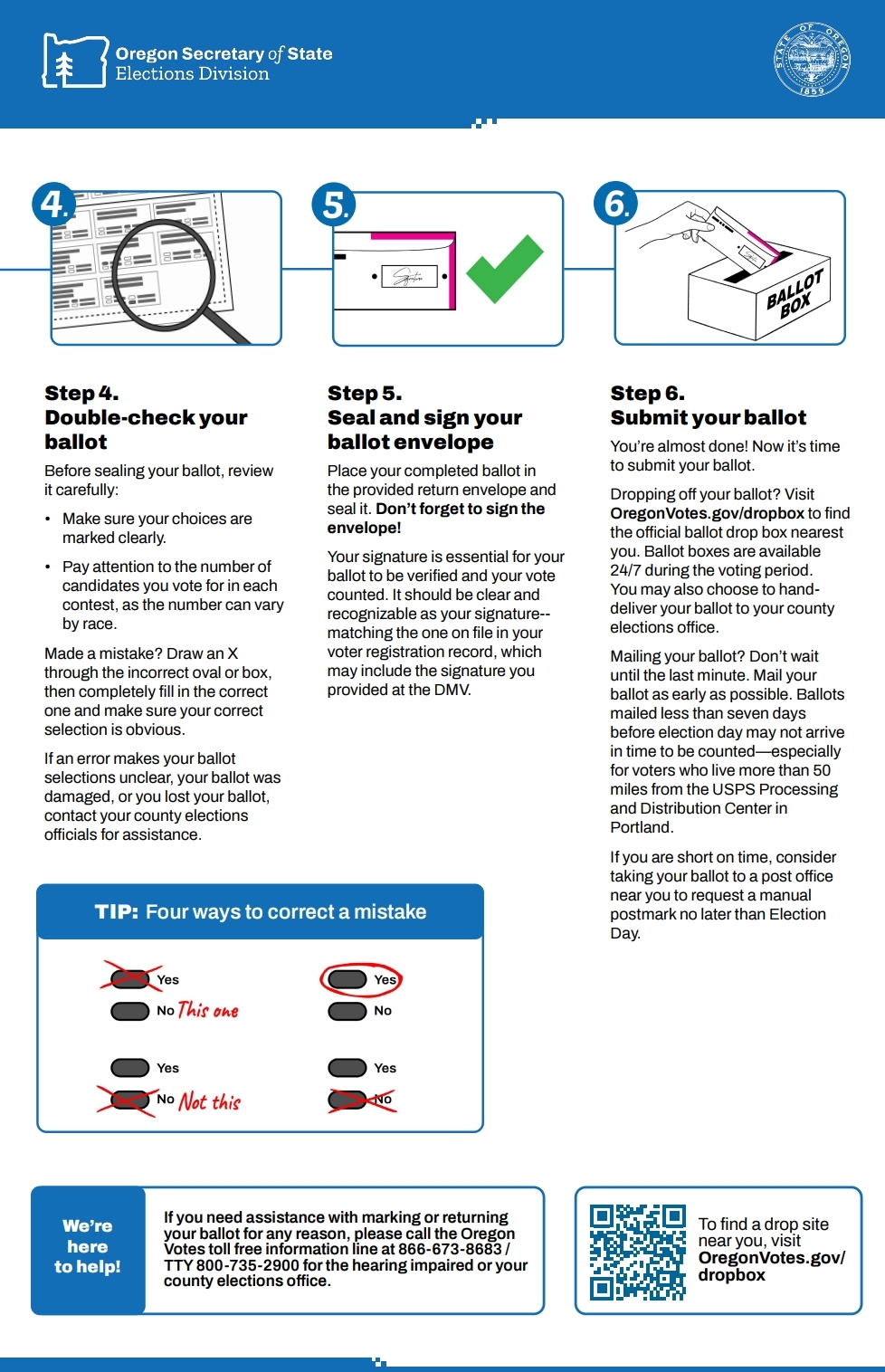 How to Fill Out Your Ballot in Six Easy Steps. An Official Oregon Secretary of State Voter Guide. Page 2.