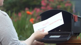 Ballot being placed in mailbox. 