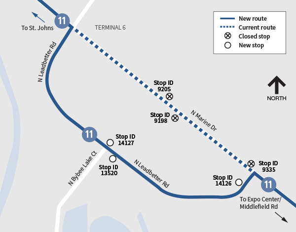 Line 11 New and Closed Stops