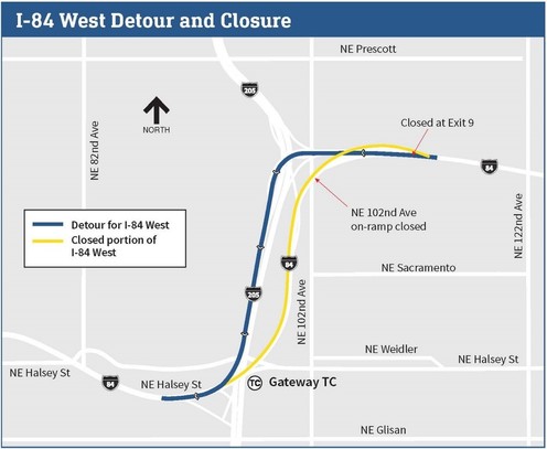 Better Red I 84 weekend closures June 2022 map
