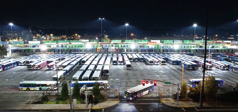 Center bus yard night