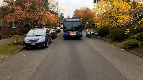 line 17 bus on street exterior head-on