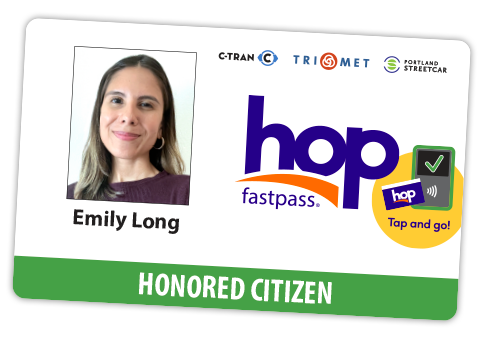 Emily Long LIF HC honored citizen personalized low income card