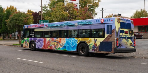 hispanic heritage month bus on street 2023