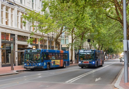 TriMet buses in Portland