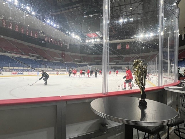 This photo shows the section seats for the Winterhawks game