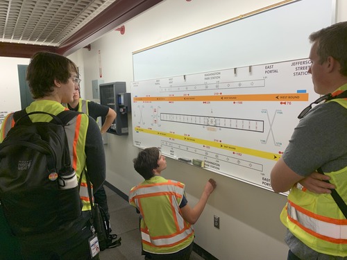 Interns at a TriMet facility
