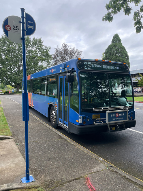Line 25 bus at a Mt. Hood Community College bus stop