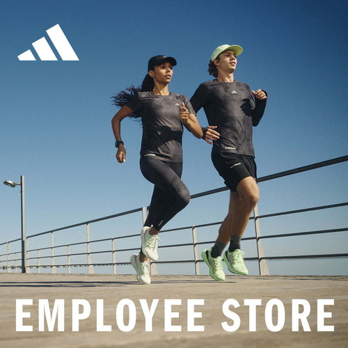 Two people running in Adidas gear