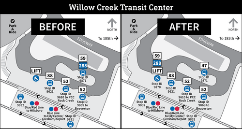 Map showing Willow Creek Transit Center