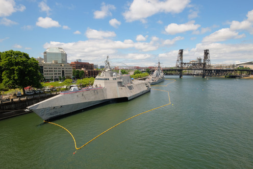 fleet week ship on the waterfront