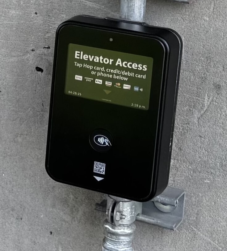 elevator access reader at a MAX station