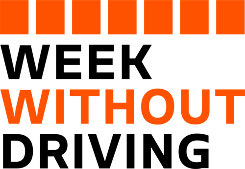 Graphic in orange and black with the words "Week Without Driving"