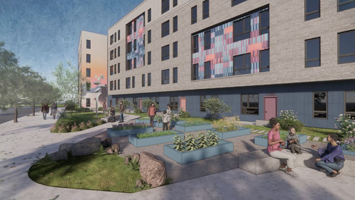 Artist's rendering of an affordable housing complex to be built near the Willow Creek Transit Center in Hillsboro