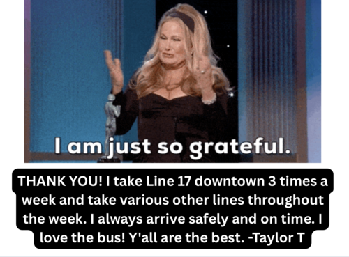 Rider thanks bus operators for their work