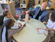 Councilman Lavelle Jenga with kids
