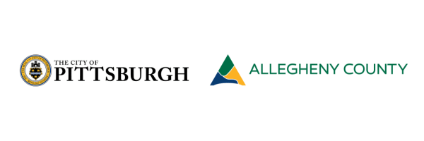 City of Pittsburgh horizontal logo next to Allegheny County horizontal logo