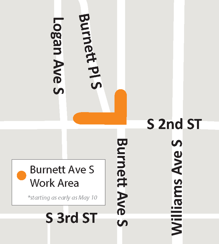 Burnett Ave work area map