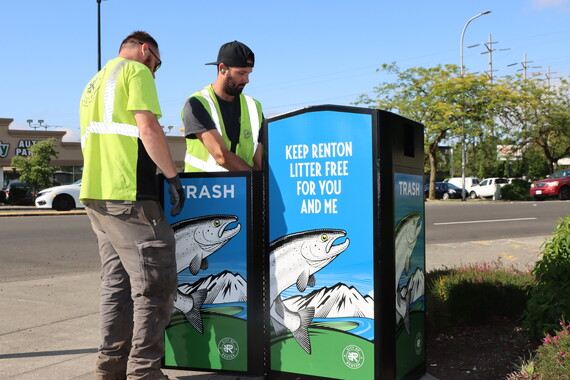New trash cans on Rainier