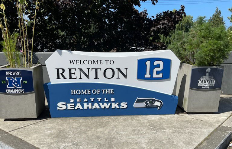 Seahawks sign outside Renton City Hall refurbished