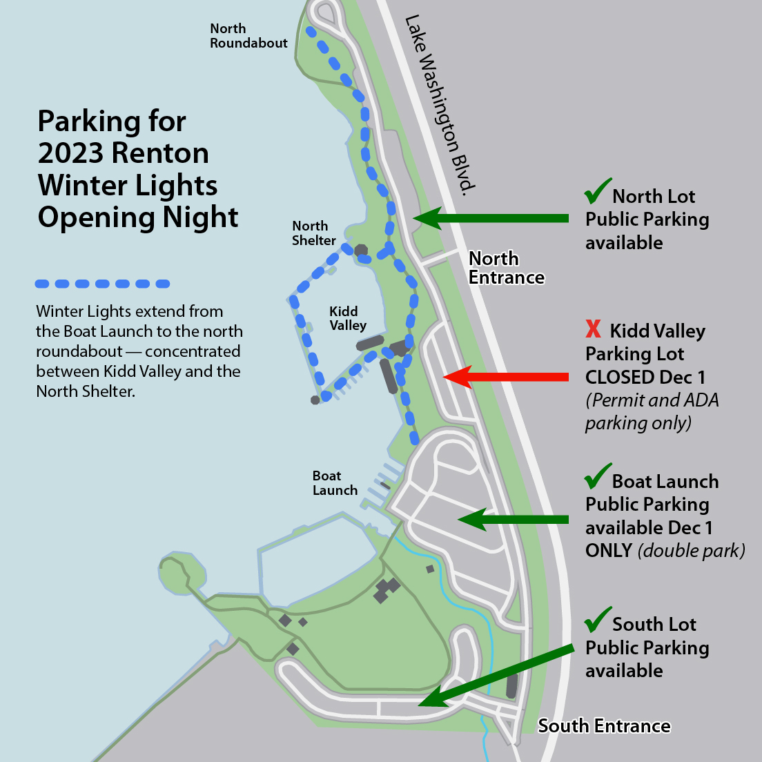 Winter Lights at Coulon Park parking map