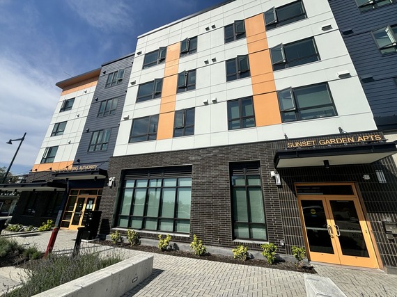 Newly constructed Sunset Gardens apartments exterior