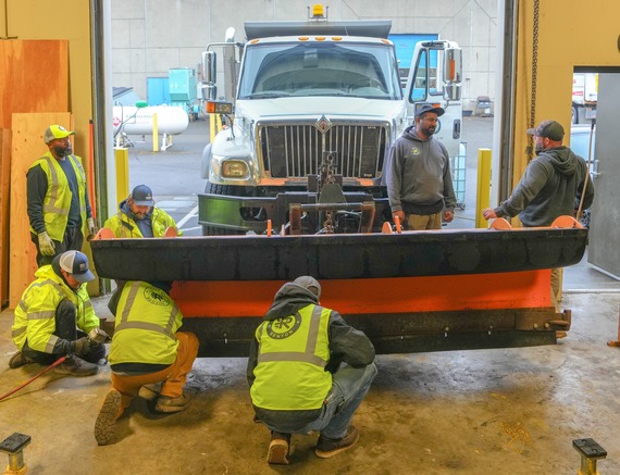 Public Works Department winter prepping a snowplow