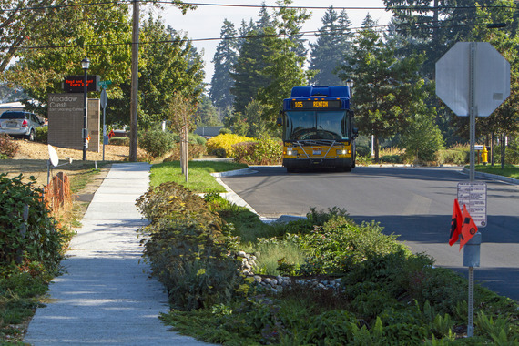 Completed NE 16th Street Jefferson Avenue NE Stormwater Green Connections project in Renton