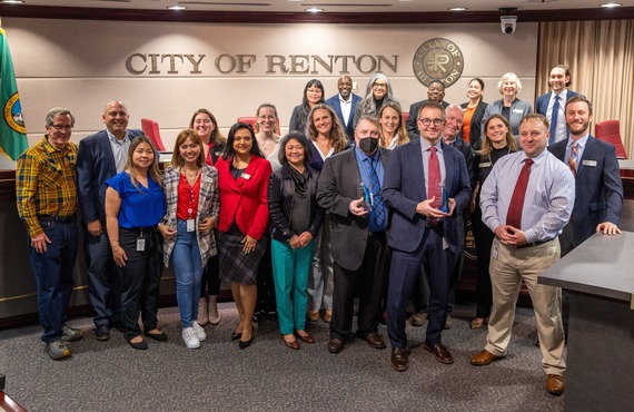 Group photo of Renton Smart Communities award presentation at city council
