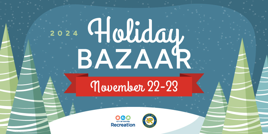 Holiday Bazaar 2024 Banner featuring a winter background. November 22-23