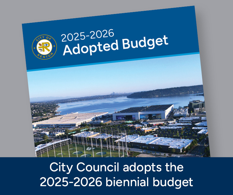 This Week in Renton header graphic. Renton City Council adopts the 2025-2026 biennial budget