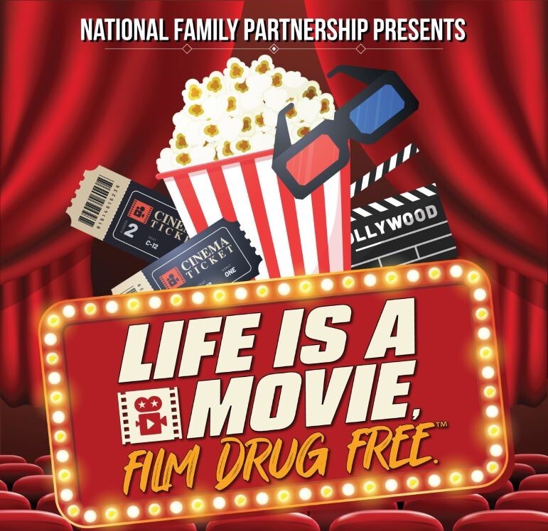 Renton Police Department poster contest with the theme Life is a Movie. Film Drug Free.