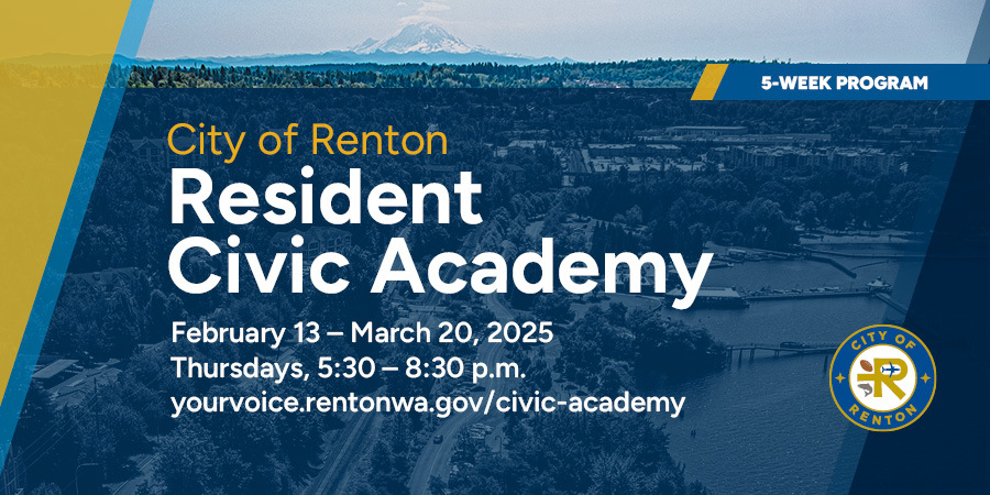 Resident Civic Academy graphic advertising the 5-week program taking place February to March 2025