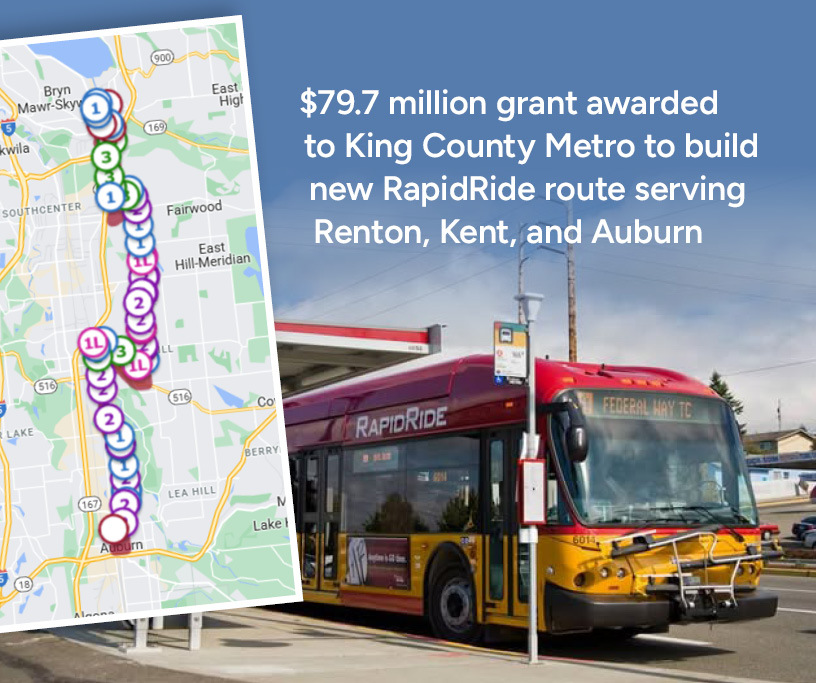 This Week in Renton header graphic showing a new RapidRide coming to Renton in 2027 with its proposed route
