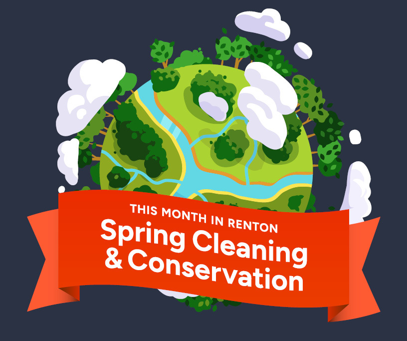 This Week in Renton graphic showing the earth with trees and water