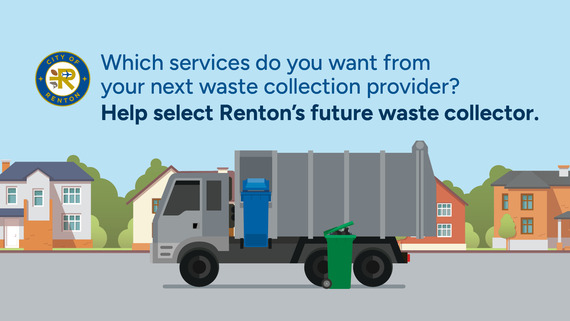 Graphic with City of Renton logo and a garbage truck