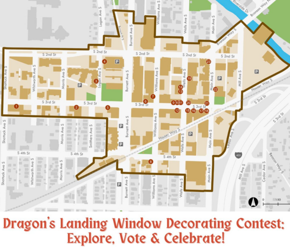 Dragon's Landing Window Decorating Contest map