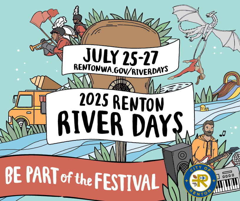 Renton River Days graphic. Be Part of the Festival!