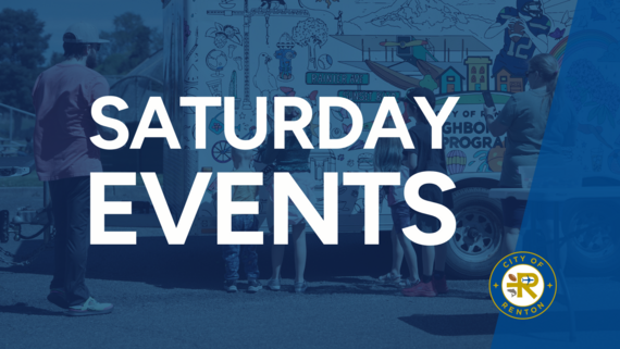 graphic that says Saturday Evenings with a blue faded image