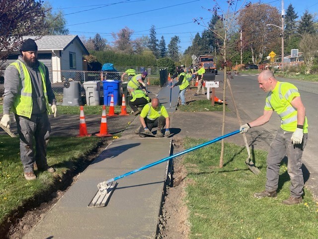Sidewalk project with Public Works staff
