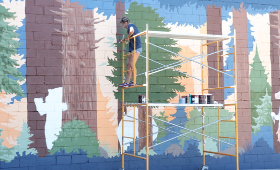 Cows in the forest mural creation