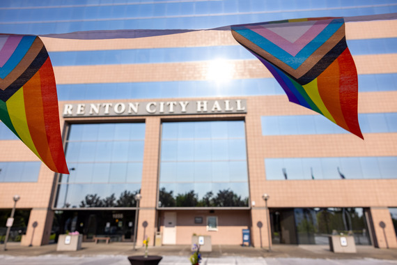 Renton Pride flags at the Renton Pride Flag Raising event on June 2