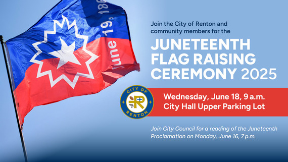 Juneteenth Flag Raising Ceremony 2025 graphic for Wednesday, June 18 at  9 a.m.