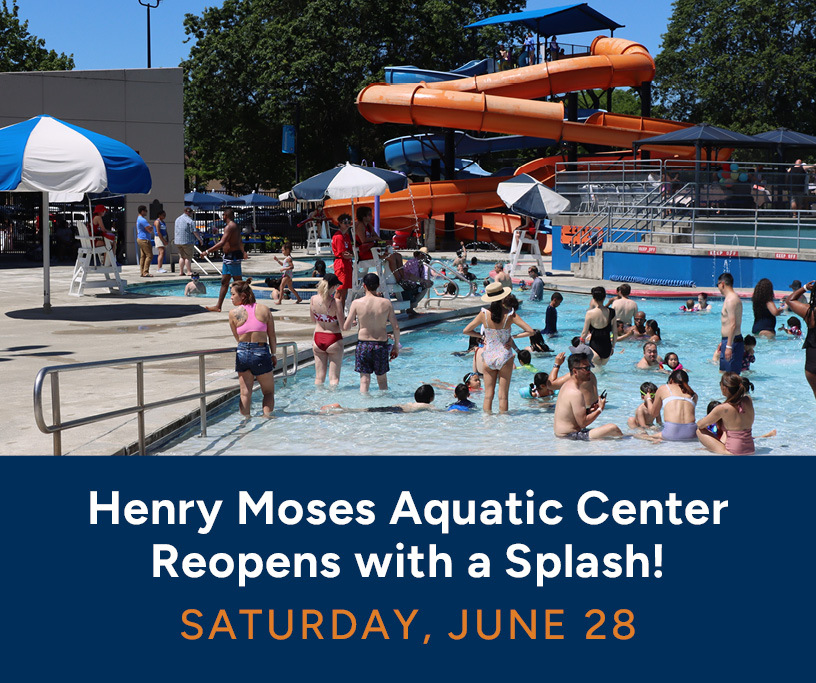 This Week in Renton cover showing Henry Moses Aquatic Center full of people. The facility opens June 28