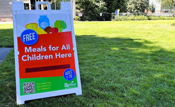 Summer lunches sign at Liberty Park showing an A Frame