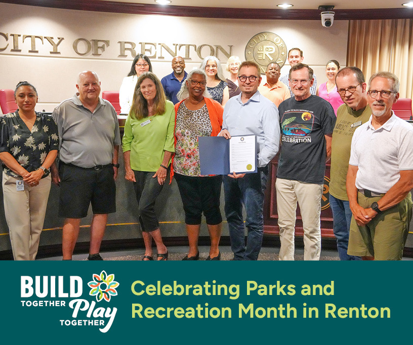 This Week in Renton header graphic for Parks and Recreation Month