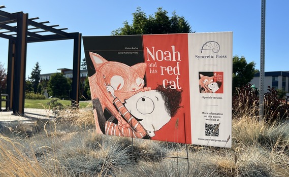 Noah and the Cat Storywalk at Sunset Neighborhood Park until August 8