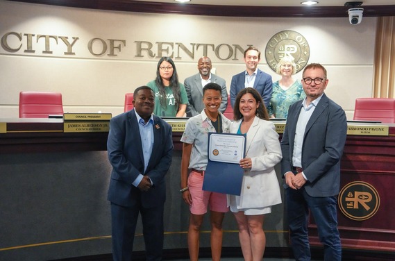 CM Rivera accepting her Certificate of Municipal Leadership from the Association of Washington Cities during the Monday council meeting